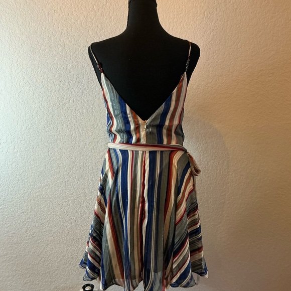 Lily Rain-Striped Multicolor Wrap Dress - Picture 3 of 4